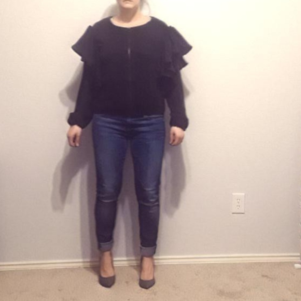 Free Generation Ruffled Satin Zip-Front Jacket